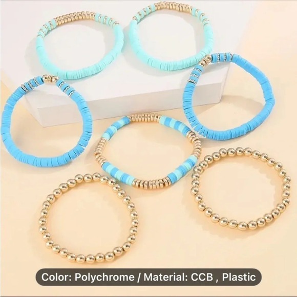 🌺 BEACHY BLUES 7 Stretch Bracelets 🌺‎ - Picture 3 of 4